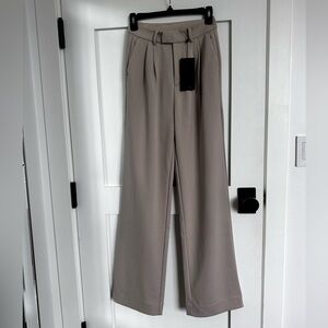 Cuts Clothing Tan Wide Leg Trousers with Belted Waist